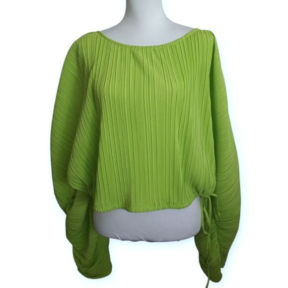 Feature Collective W/ Gabriella Lime Green Croissant Sleeve Top Sz.1x EUC - Picture 3 of 7